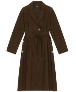 Maje Galib Double-Face Belted Long Wool Coat