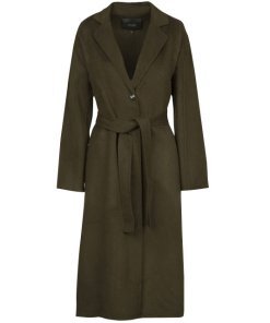 Maje Galib Double-Face Belted Long Wool Coat