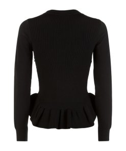 Sandro Pearl Embellished Peplum Sweater