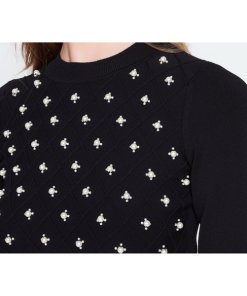 Sandro Pearl Embellished Peplum Sweater