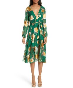 Alice + Olivia Coco Floral Print A-Line Dress