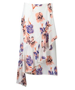 Diane von Furstenberg Ainsworth Floral Ruffle Hem Midi Skirt