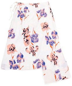 Diane von Furstenberg Ainsworth Floral Ruffle Hem Midi Skirt