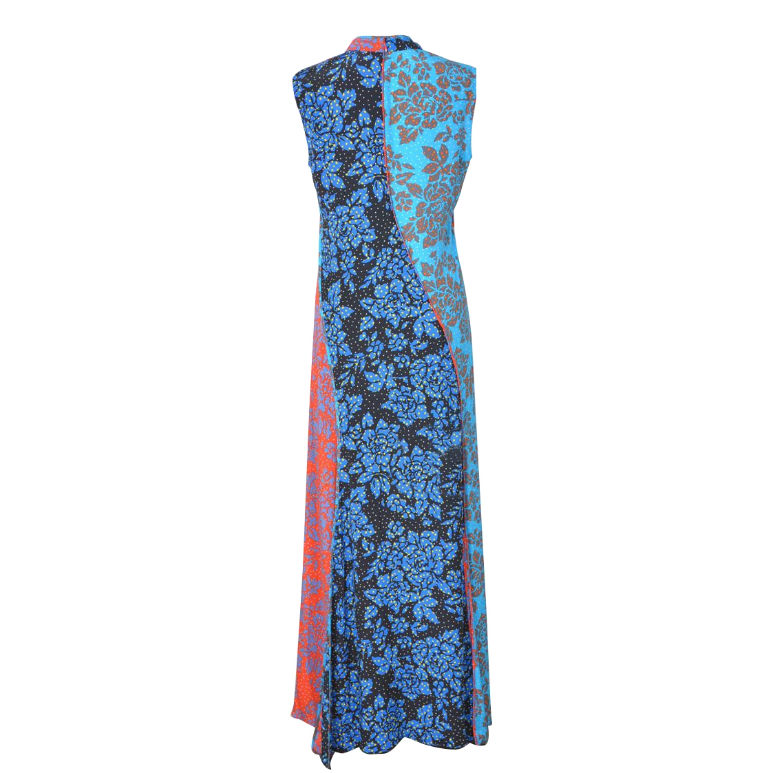 Diane von Furstenberg Sleeveless Paneled Floral Silk Maxi Dress