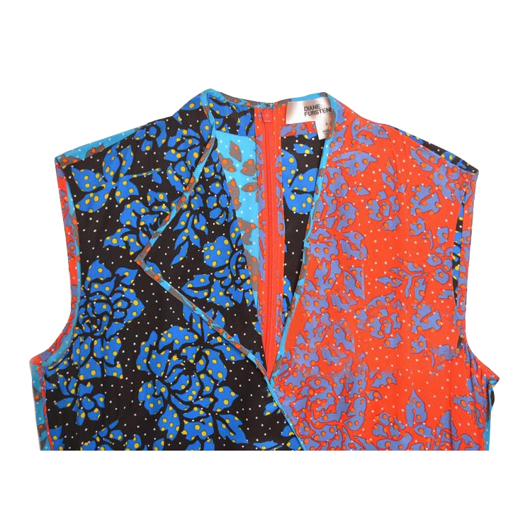 Diane von Furstenberg Sleeveless Paneled Floral Silk Maxi Dress