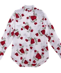 Equipment Rose Print Long-Sleeve Silk Shirt
