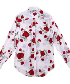 Equipment Rose Print Long-Sleeve Silk Shirt