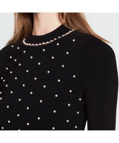 Sandro Vanessa Pearl Embellished Fit & Flare Dress