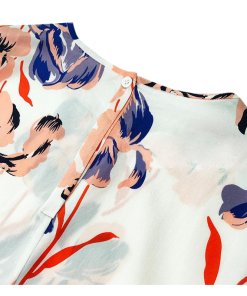 Diane von Furstenberg Flutter Sleeve Floral Crewneck Top