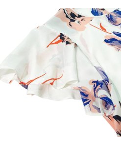 Diane von Furstenberg Flutter Sleeve Floral Crewneck Top