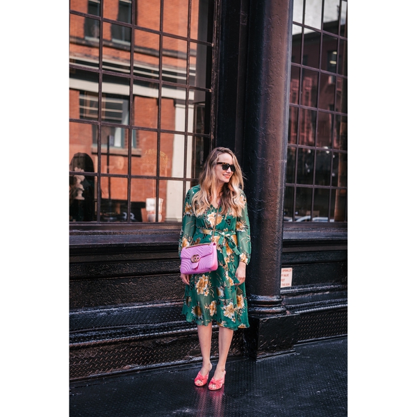 Alice + Olivia Coco Floral Print A-Line Dress  evaChic
