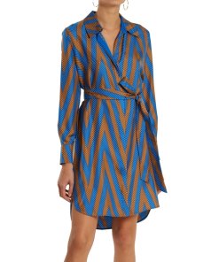 Diane von Furstenberg Odeon Chevron-Print Silk Shirtdress