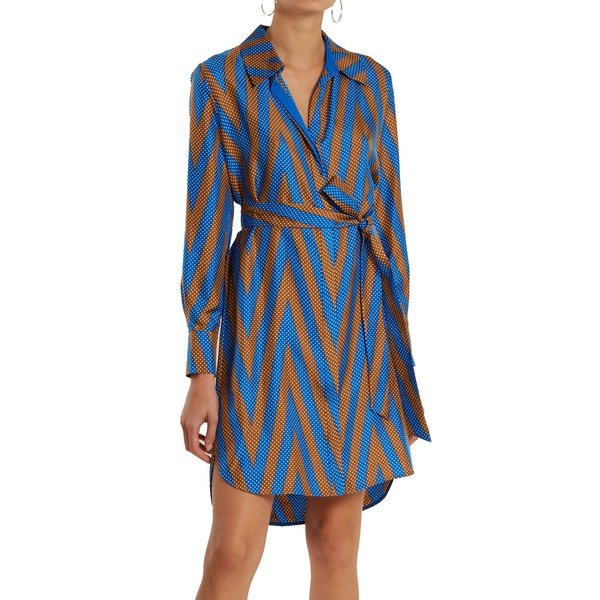 Diane von Furstenberg Odeon Chevron-Print Silk Shirtdress  evaChic