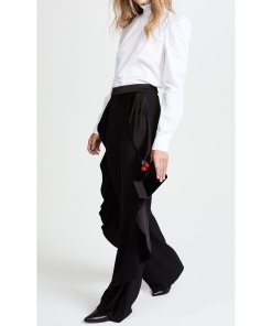 Alice + Olivia Wallace Side-Ruffle Pants