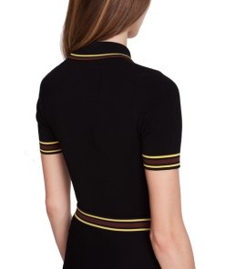 Sandro Striped Detail Knit Polo Top & Midi Skirt