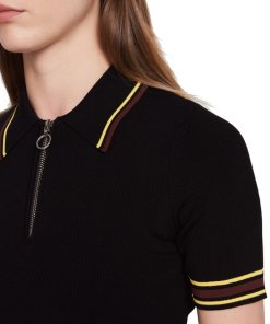 Sandro Striped Detail Knit Polo Top & Midi Skirt