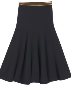 Sandro Striped Detail Knit Polo Top & Midi Skirt