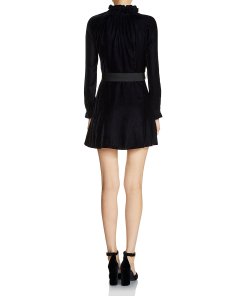 Maje Rilea Smock Detail Velvet Dress