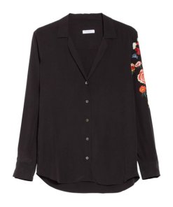 Equipment Adalyn Floral Embroidered Silk Shirt
