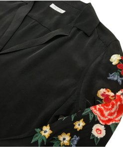 Equipment Adalyn Floral Embroidered Silk Shirt