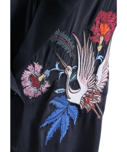 Sandro Hoxton Bird Embroidered Satin Shirt