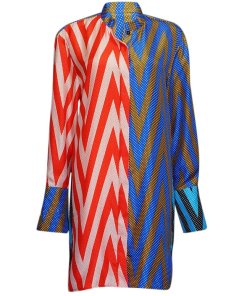 Diane von Furstenberg Patchwork Long-Sleeve Shirtdress