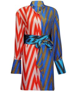 Diane von Furstenberg Patchwork Long-Sleeve Shirtdress
