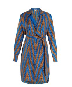 Diane von Furstenberg Odeon Chevron-Print Silk Shirtdress