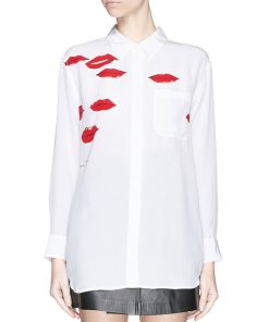 Equipment Daddy x Garance Doré Red Lip Print Silk Shirt