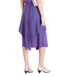 Diane von Furstenberg Striped High-Waist Asymmetric Ruffle Silk Skirt