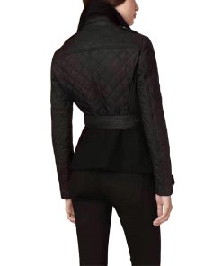 Burberry Brit Wool-Panel Quilted Biker Jacket