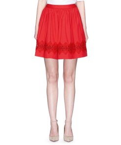 Alice + Olivia Tania Lace-Inset Pouf Skirt
