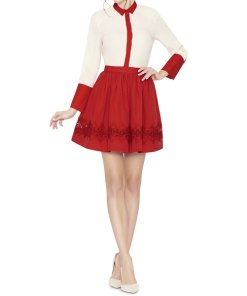 Alice + Olivia Tania Lace-Inset Pouf Skirt