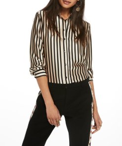 Maison Scotch Striped Silk Button Shirt
