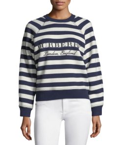 Burberry Selune Striped Logo Intarsia Sweater