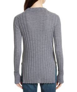 Theory Wide-Ribbed Mock Neck Merino Wool Sweater