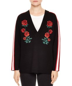 Sandro Indira Rose-Embroidered Sweater