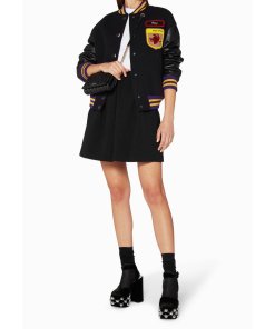 Miu Miu Embellished Appliqué Wool Bomber Jacket