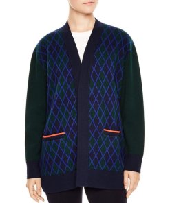 Sandro Clara Checked Just Love U Wool Cardigan