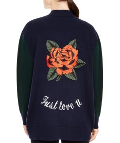 Sandro Clara Checked Just Love U Wool Cardigan