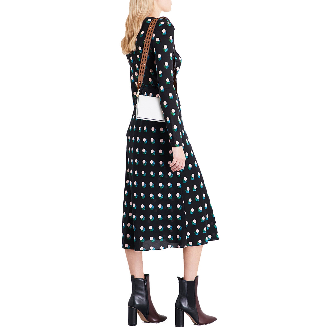 slim fit dress slacks Fit & Flare Printed Crepe de Chine Ruffle Maxi Dress main image 1