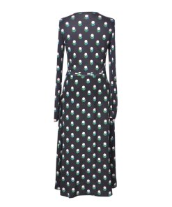 Diane von Furstenberg Casimir Dot Long-Sleeve Flare Wrap Dress