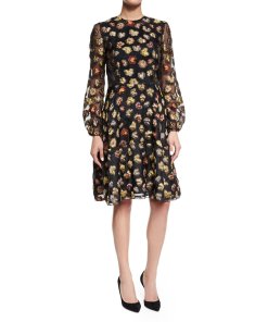Co Embroidered Floral Organza Dress