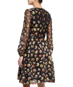 Co Embroidered Floral Organza Dress