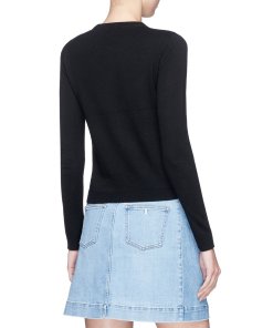 Alice + Olivia Ruthy Cat Crochet Patch Wool Cardigan