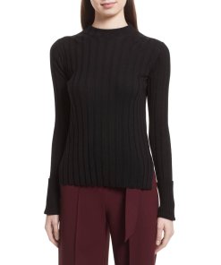 Theory Wide-Ribbed Mock Neck Merino Wool Sweater