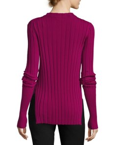 Theory Wide-Ribbed Mock Neck Merino Wool Sweater