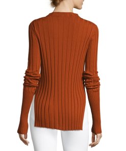 Theory Wide-Ribbed Mock Neck Merino Wool Sweater