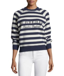 Burberry Selune Striped Logo Intarsia Sweater