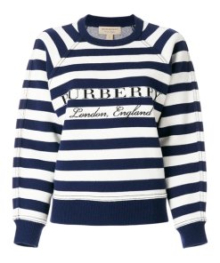 Burberry Selune Striped Logo Intarsia Sweater